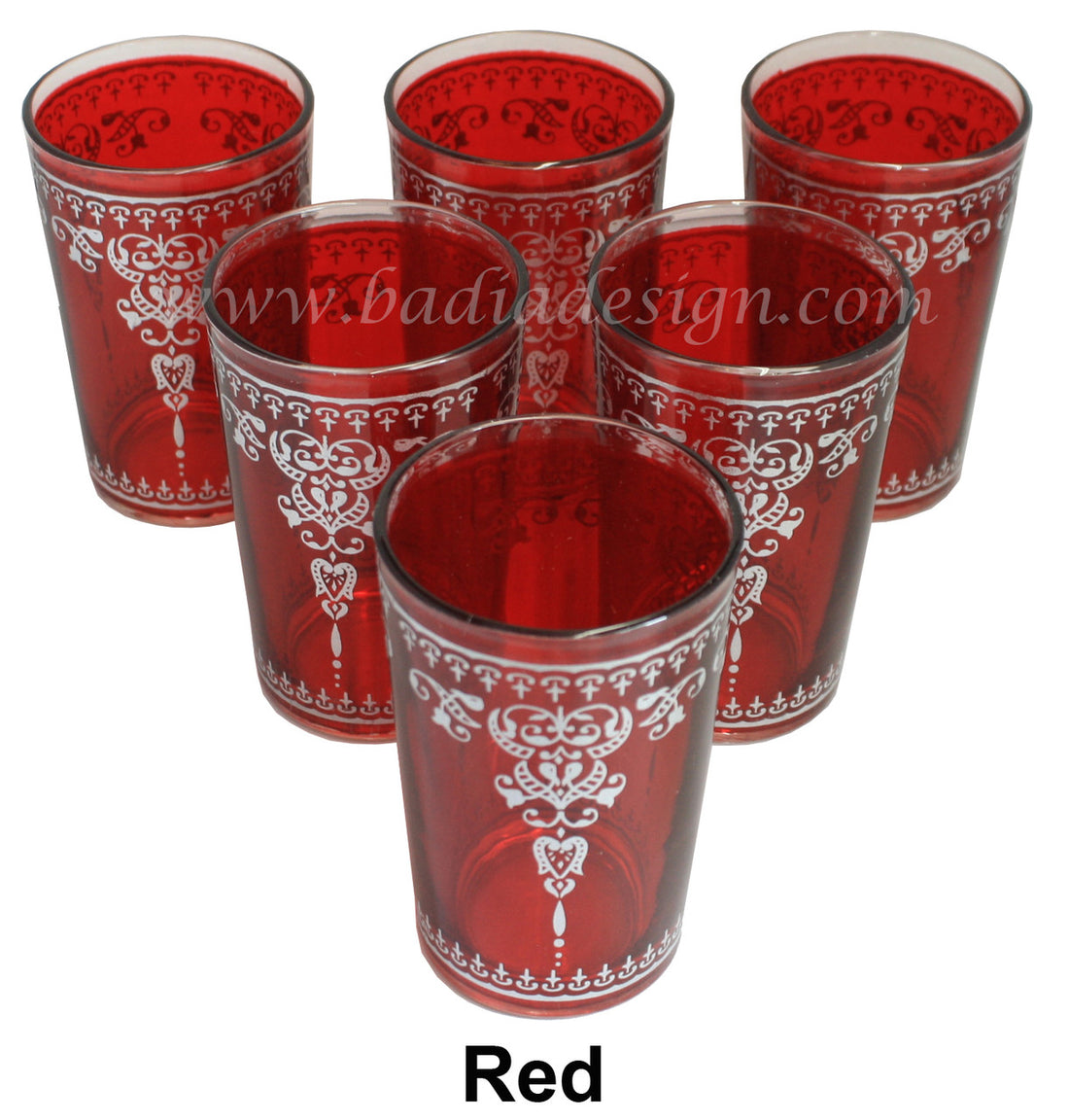 Authentic Redr Moroccan Motif Tea Glass Set