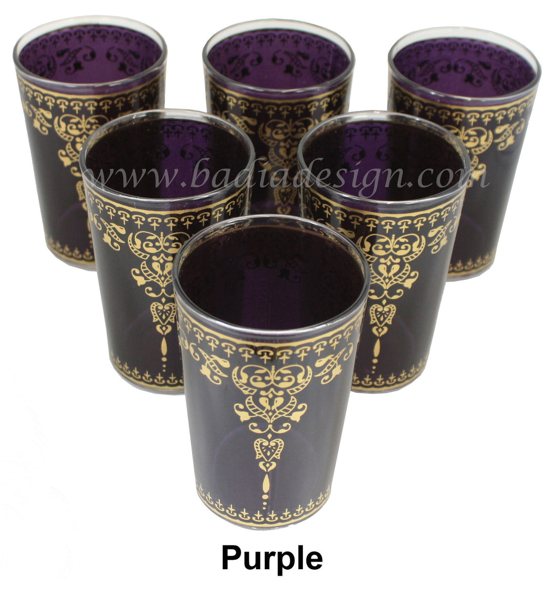 Authentic Purple Moroccan Motif Tea Glass Set