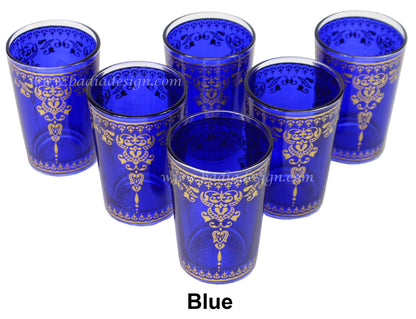 Authentic Blue Moroccan Motif Tea Glass Set