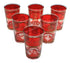 Six Authentic Red Moroccan Gold Motif Tea Glass Set