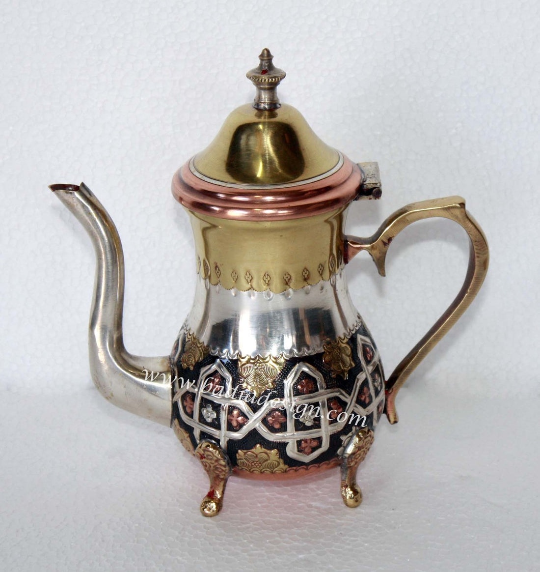 Moroccan Brass and Silver Teapot