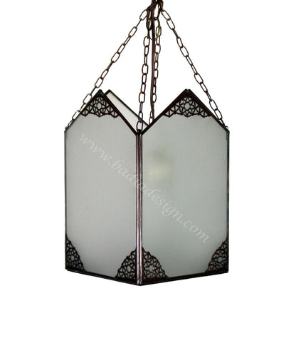 Hanging White Glass Lantern