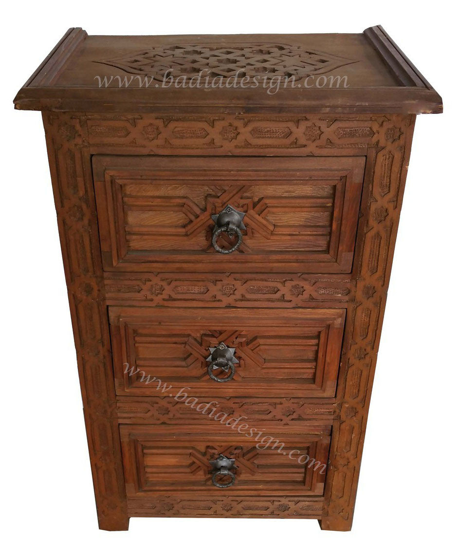 Hand Carved Wooden Nightstand