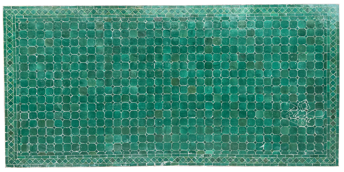 Rectangular Green Moroccan Tile Table Top
