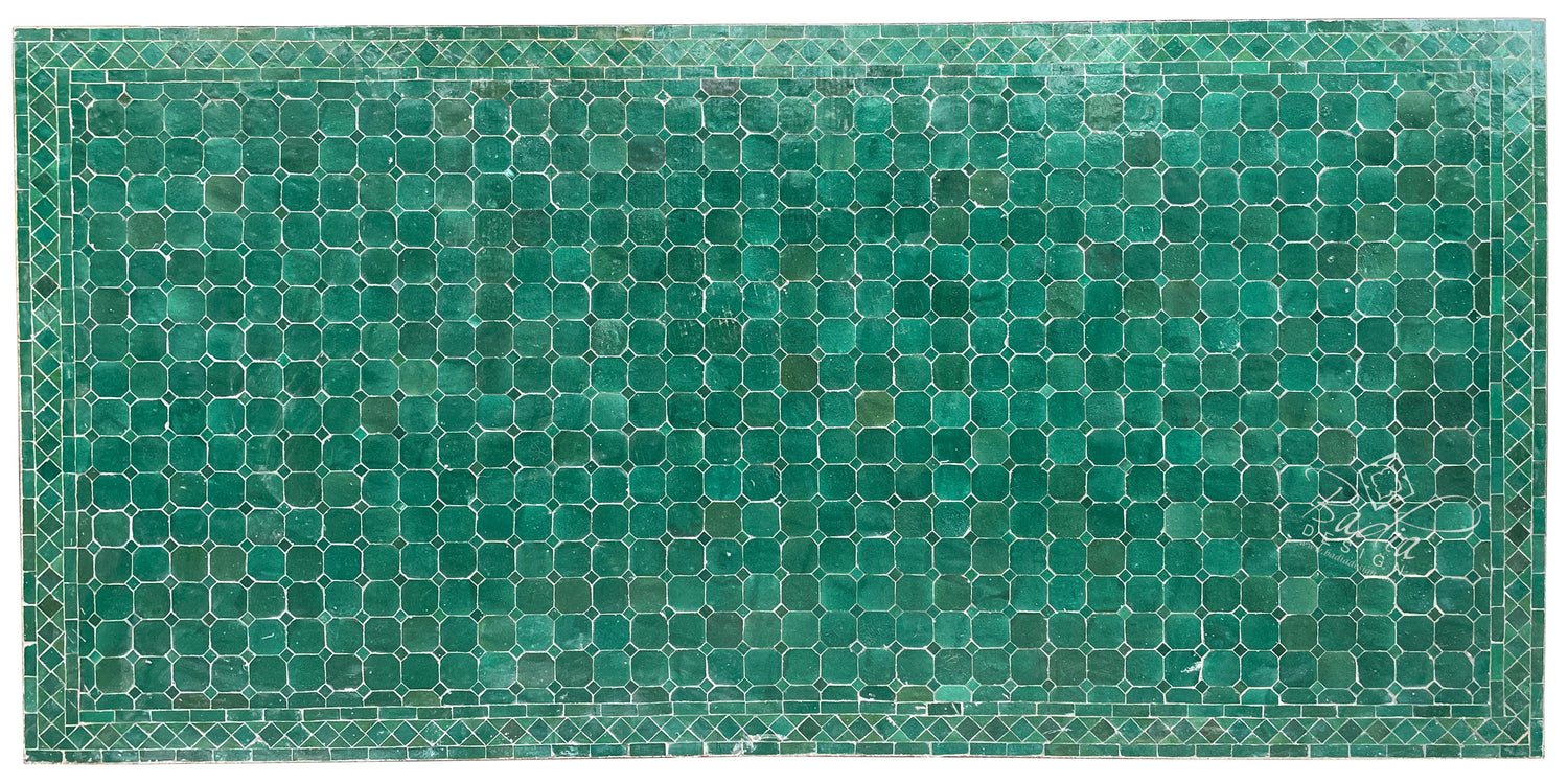 Rectangular Green Moroccan Tile Table Top