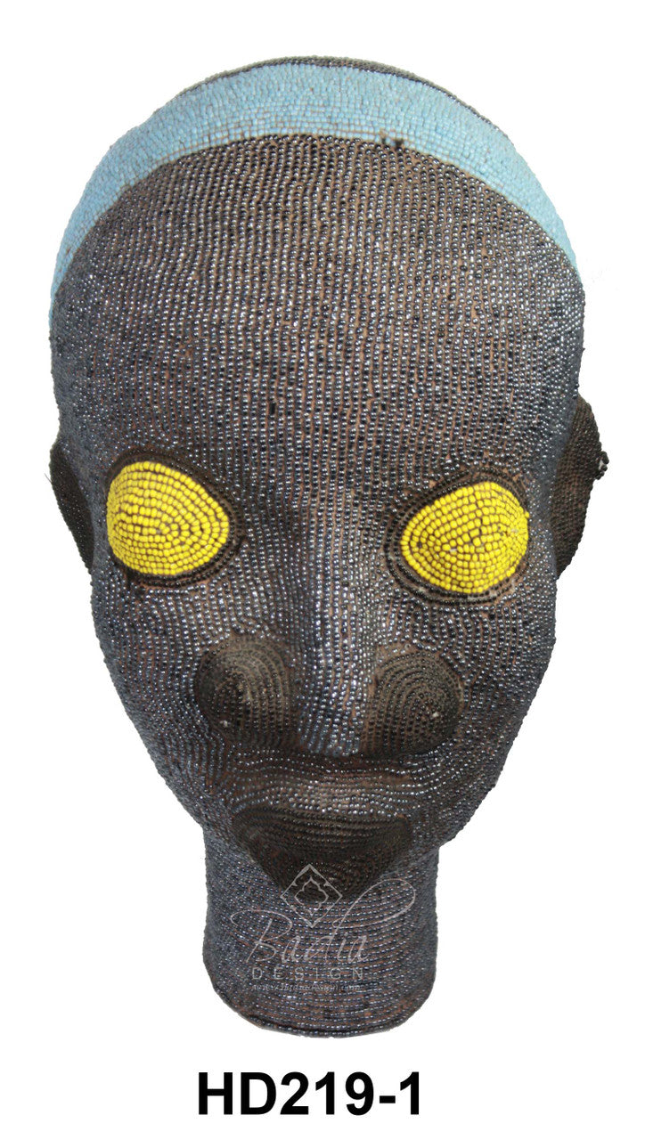 Multi-Color African Beaded Head with yellow eyes