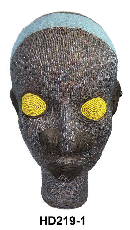 Multi-Color African Beaded Head with yellow eyes
