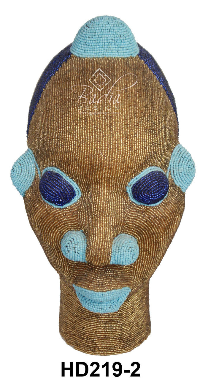 Multi-Color African Beaded Heads with blue eyes