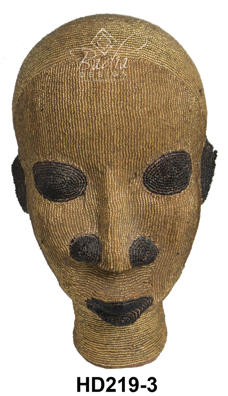 Brown African Beaded Head with black eyes