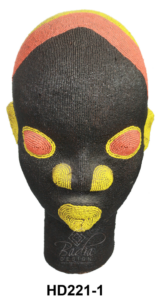 Multi-Colored African Beaded Head Sculptures