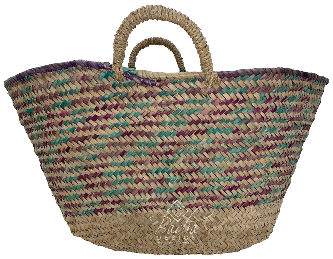 Multi-Color Moroccan Handwoven Straw Handbag