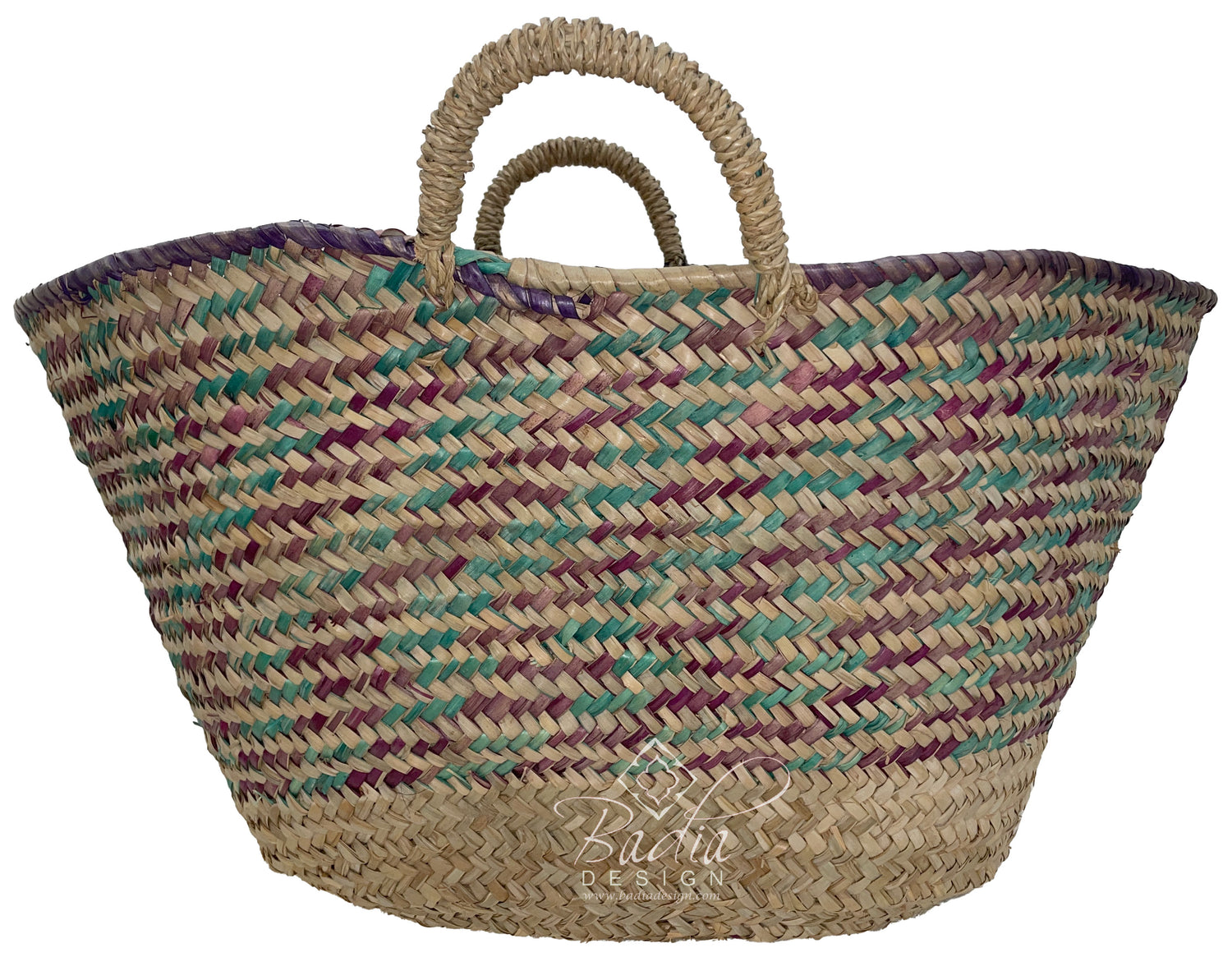 Multi-Color Moroccan Handwoven Straw Handbag