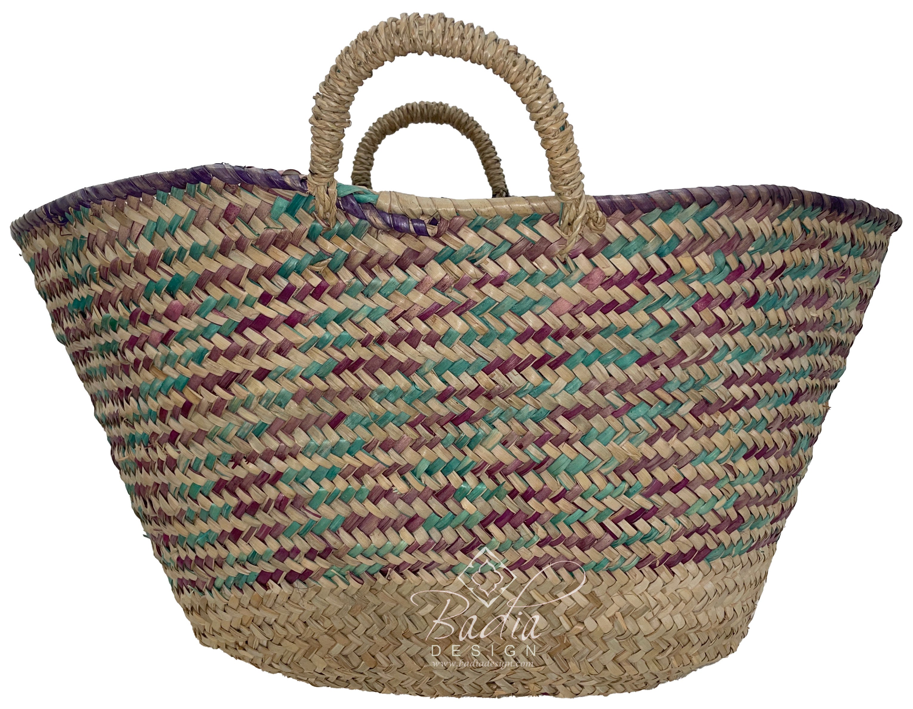 Multi-Color Moroccan Handwoven Straw Handbag