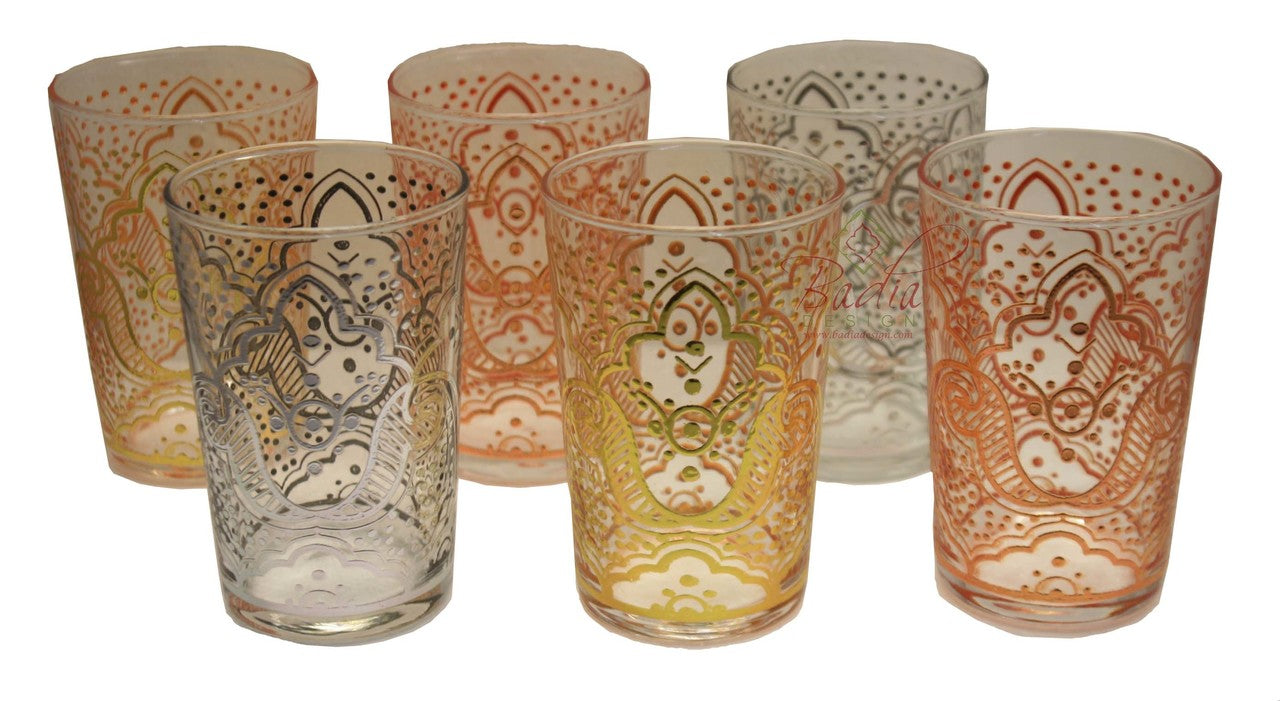 Multi-Color Khamsa Hand Beverage Glass Set - Pack of 6