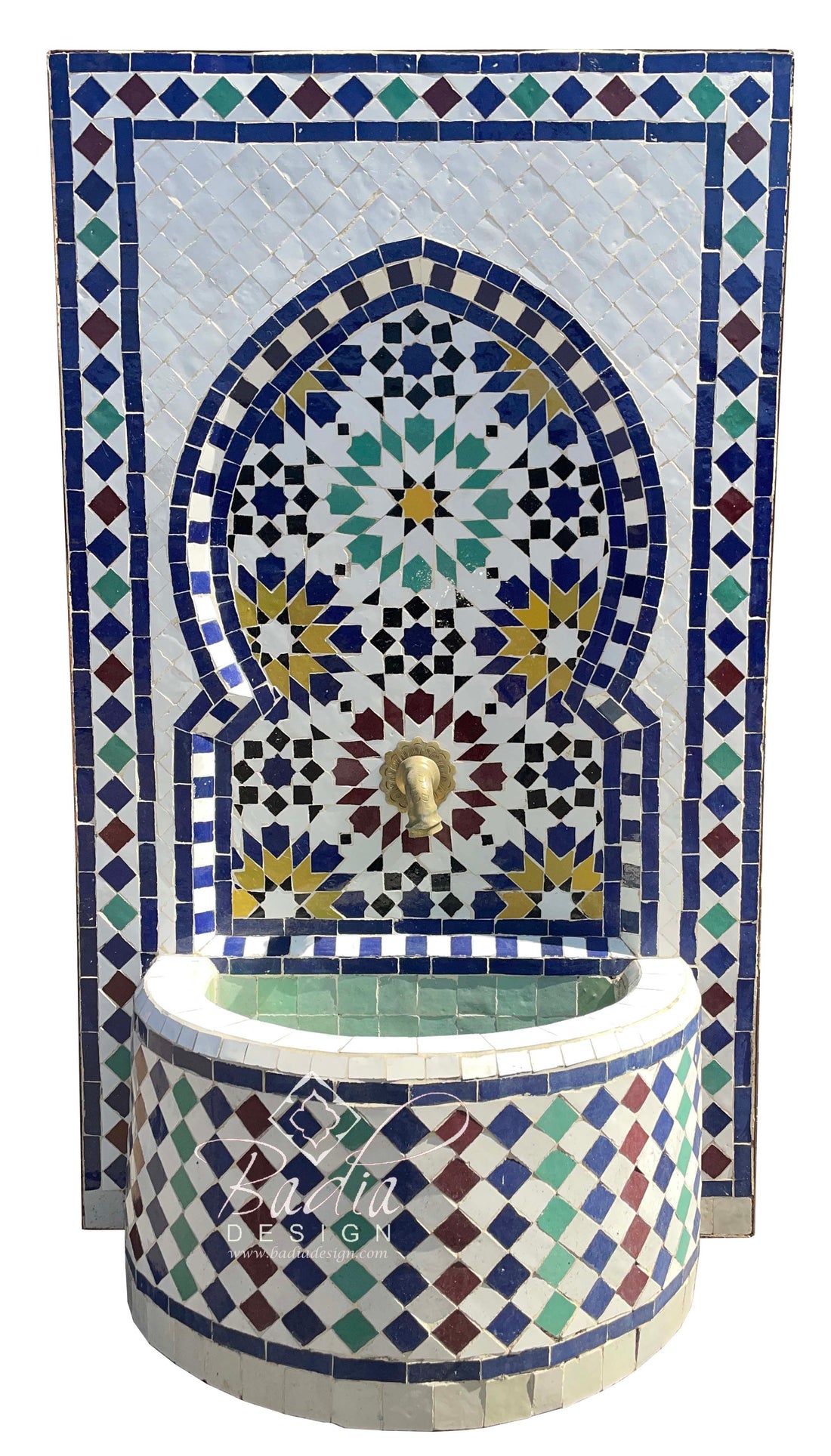 Moroccan Multi-Color Mosaic Tile Water Fountain