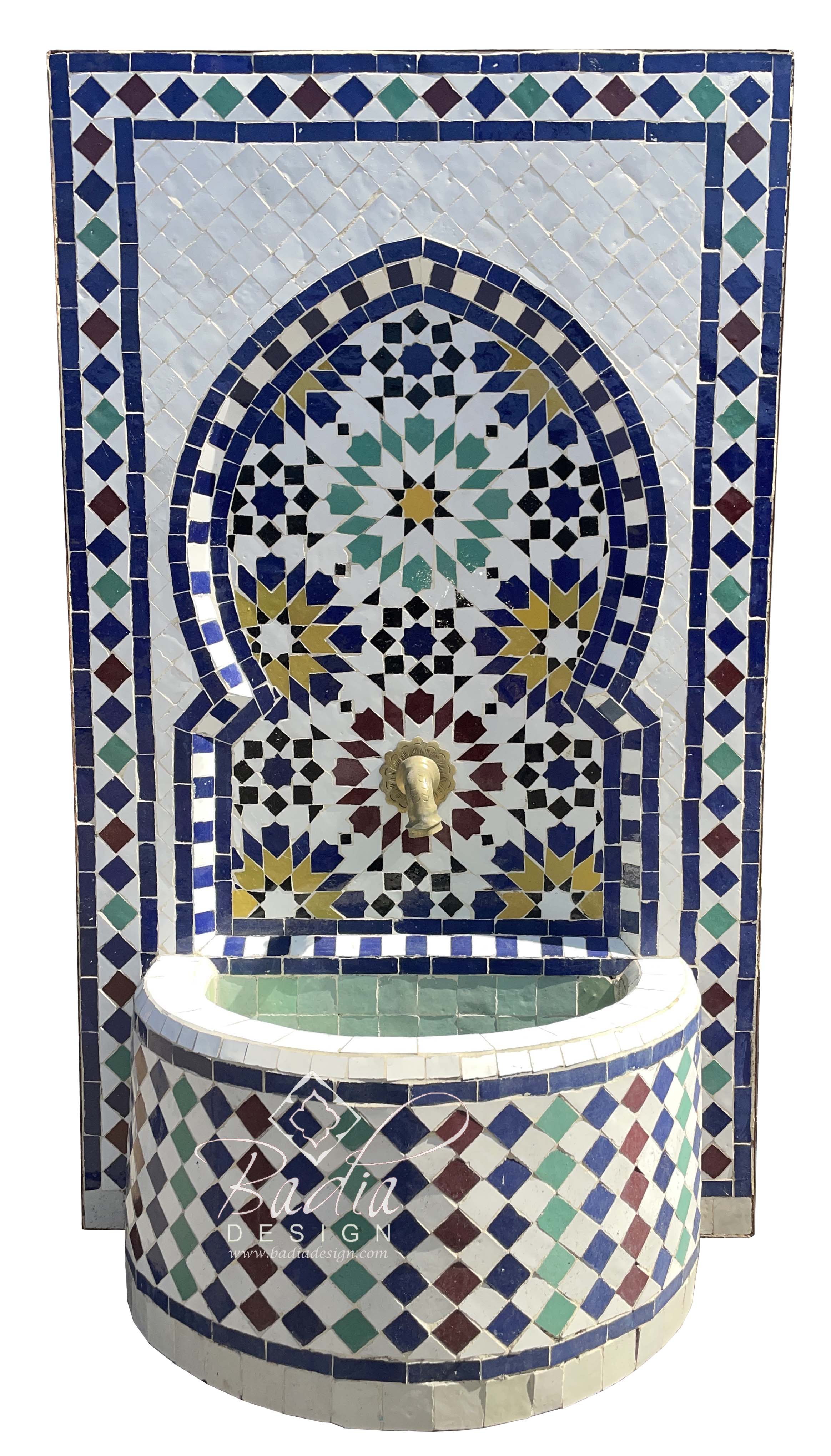 Moroccan Multi-Color Mosaic Tile Water Fountain