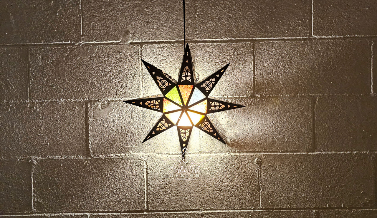 Multi-Color Glass Star Shaped Metal Wall Sconce
