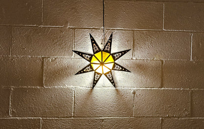 Multi-Color Glass Star Shaped Metal Wall Sconce
