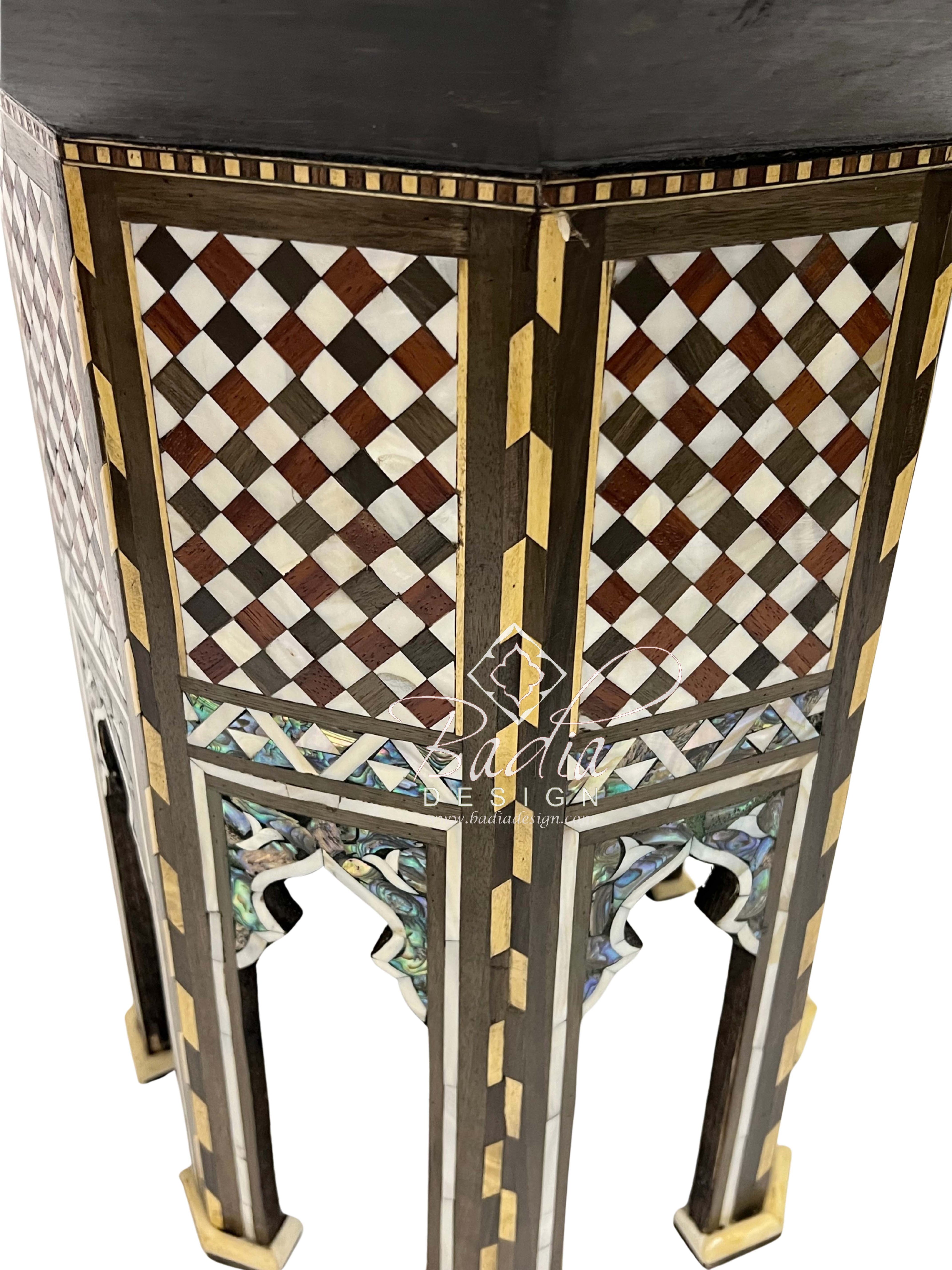 Octagonal Accent Table with Mother of Pearl Inlay
