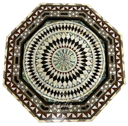 Octagonal Accent Table with Mother of Pearl Inlay