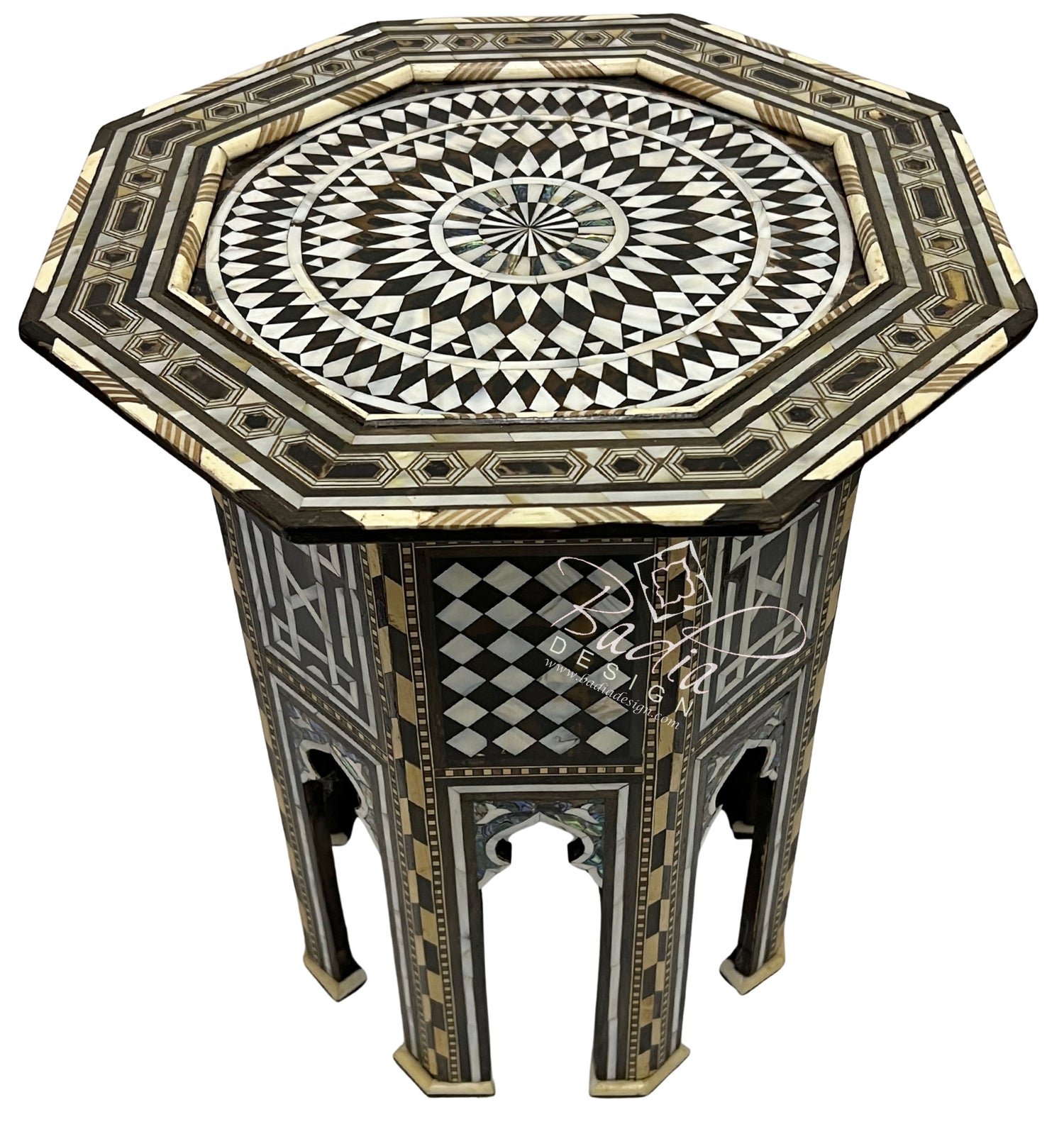 Octagonal Accent Table with Mother of Pearl Inlay