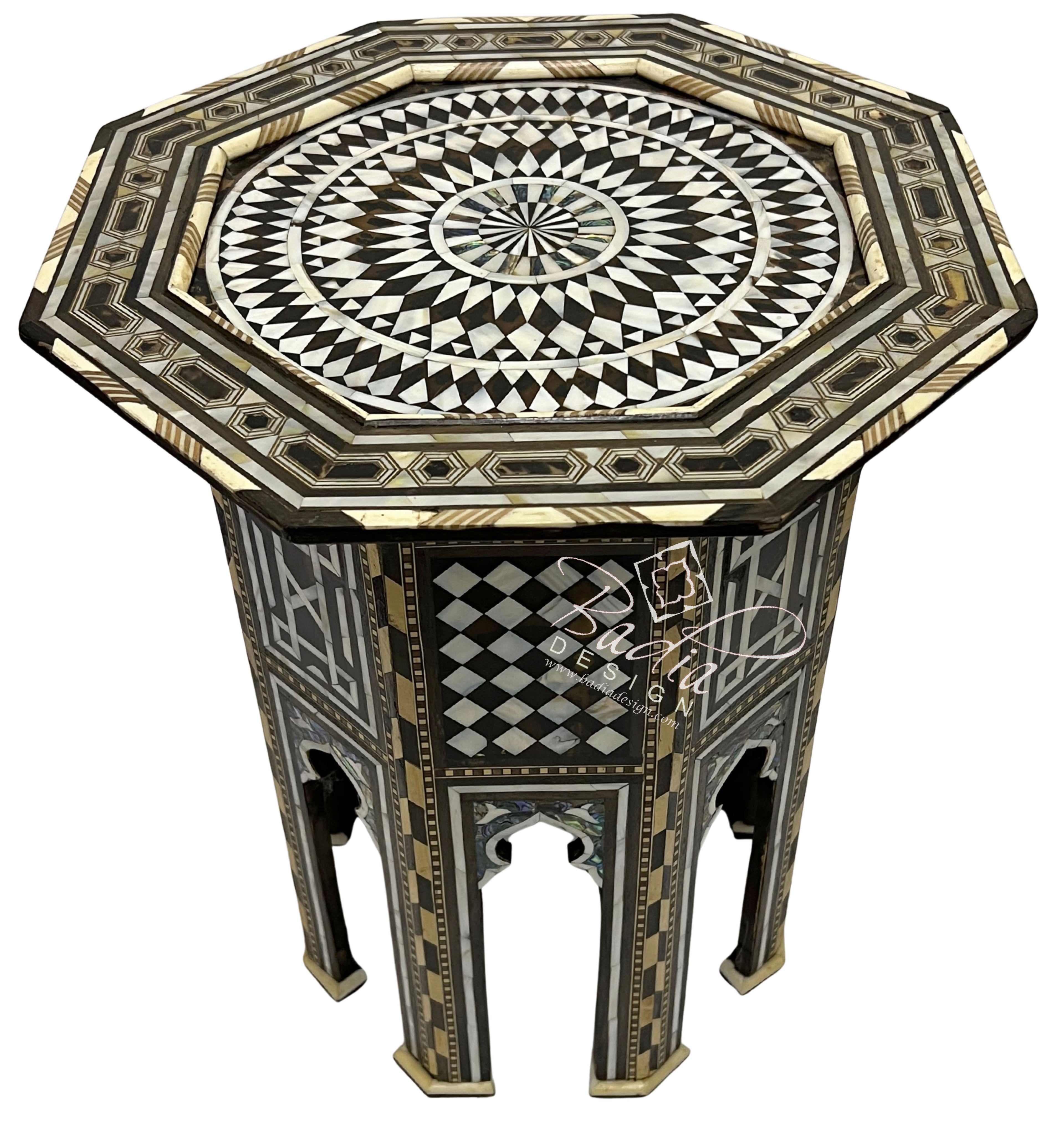 Octagonal Accent Table with Mother of Pearl Inlay