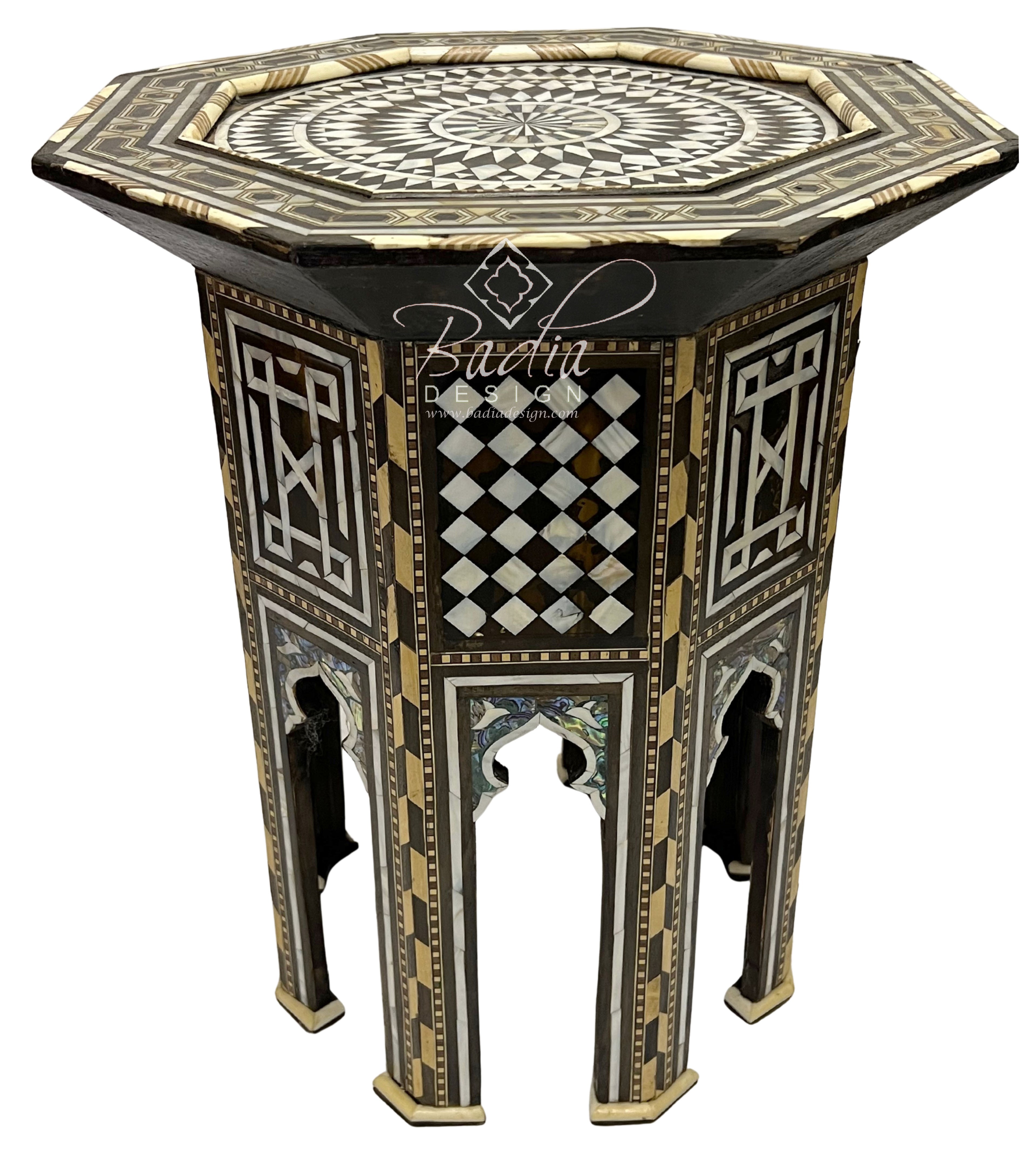 Octagonal Accent Table with Mother of Pearl Inlay