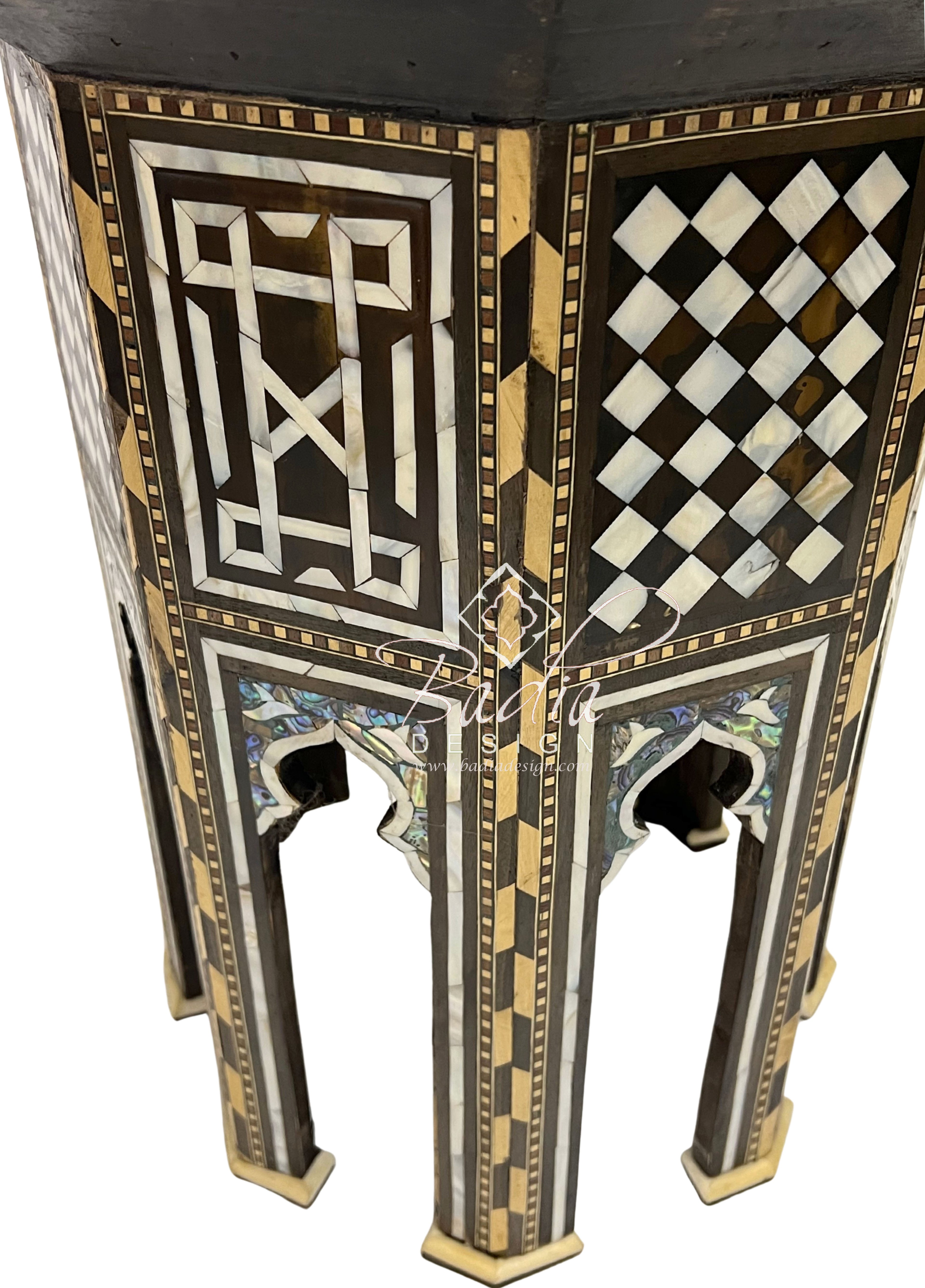 Octagonal Accent Table with Mother of Pearl Inlay