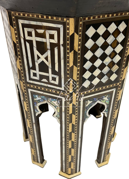 Octagonal Accent Table with Mother of Pearl Inlay
