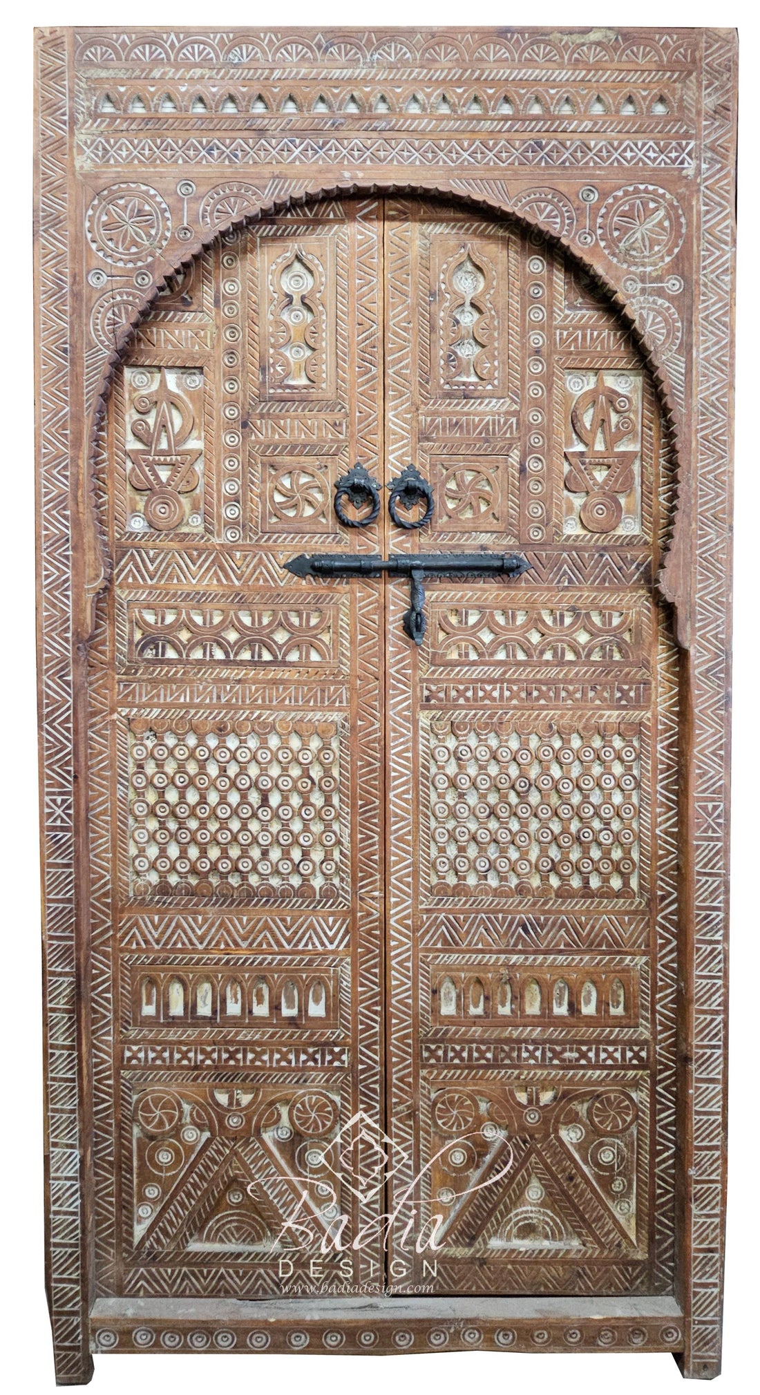 Tall Vintage Hand Carved Wooden Door