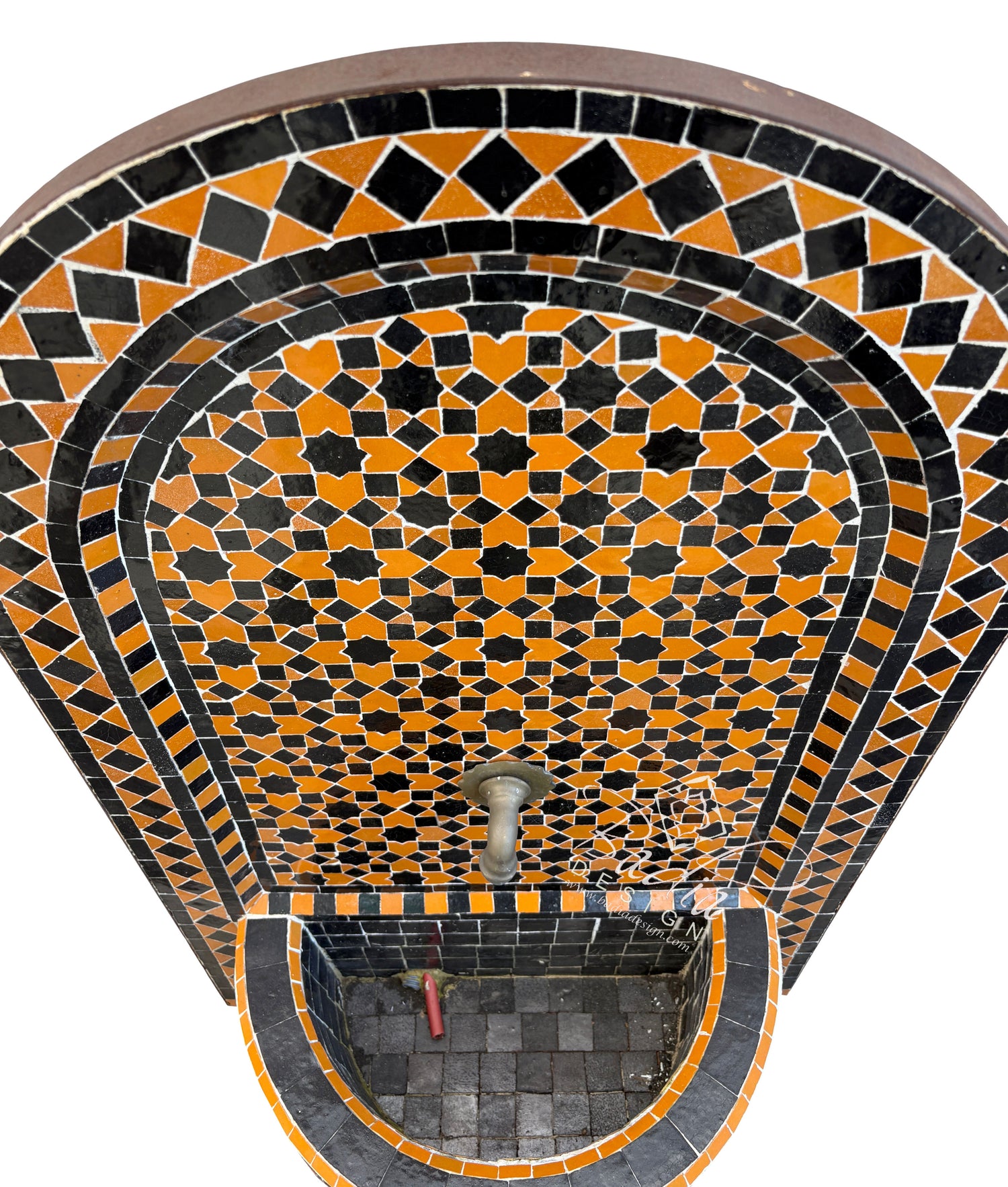 Orange and Brown Tile Water Fountain