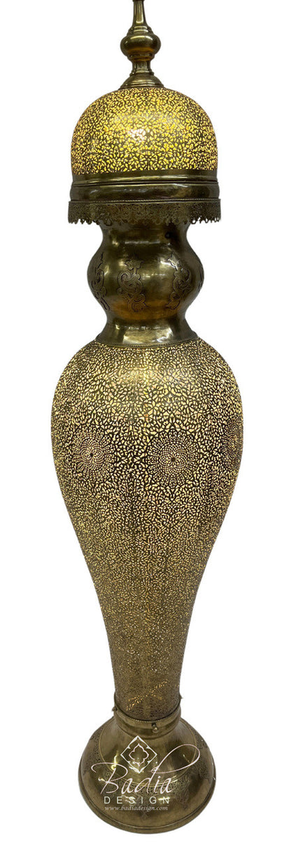 Tall Ornate Brass Floor Lantern