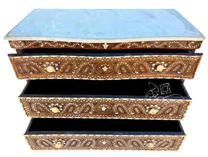 Ornate Wooden Dresser with Decorative Inlay