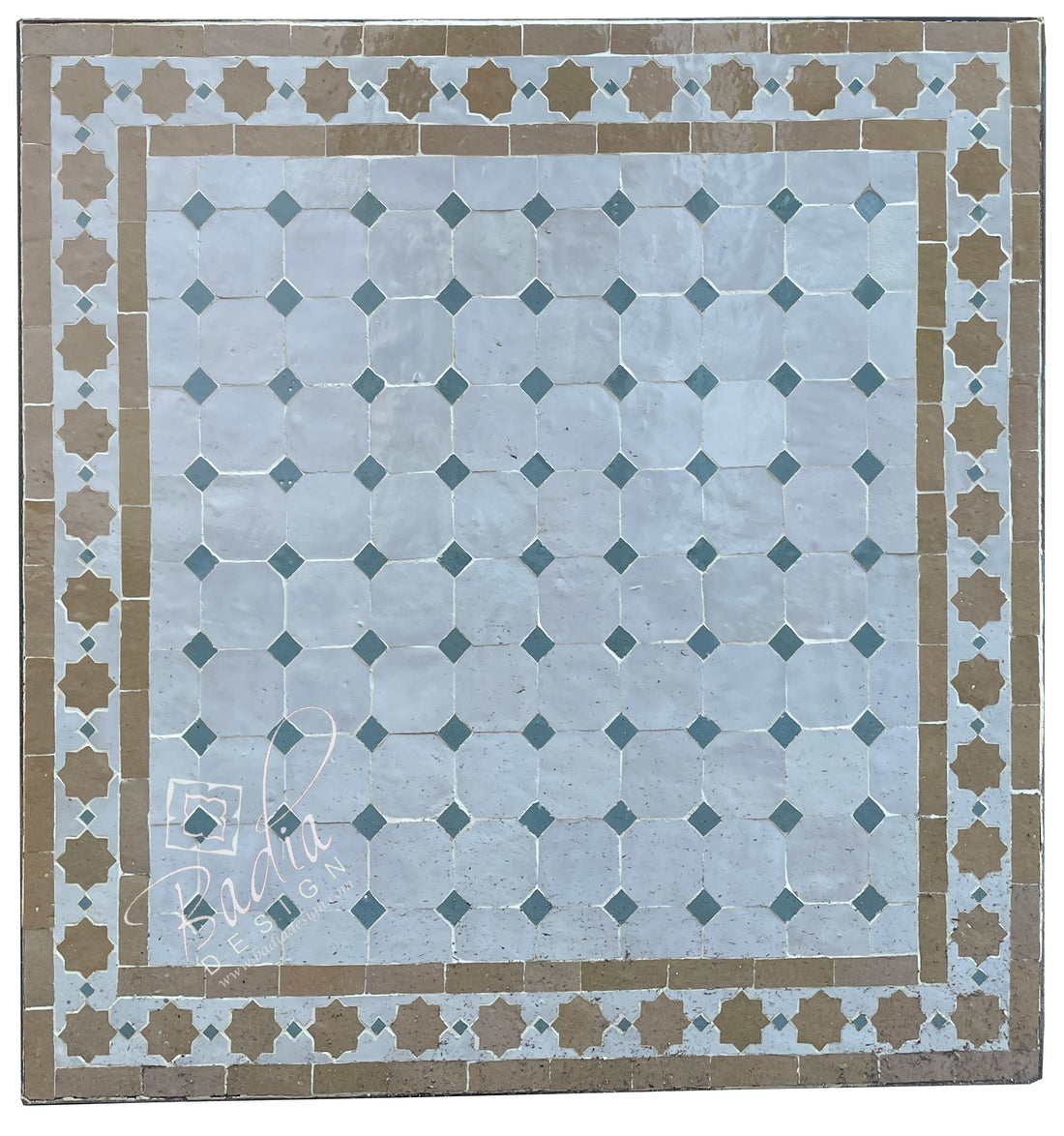 Square Beige Moroccan Mosaic Tile Table Top