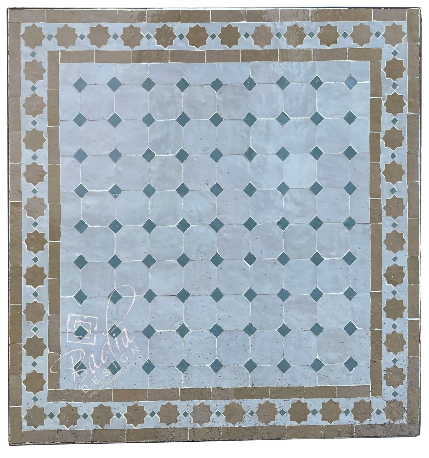 Square Beige Moroccan Mosaic Tile Table Top