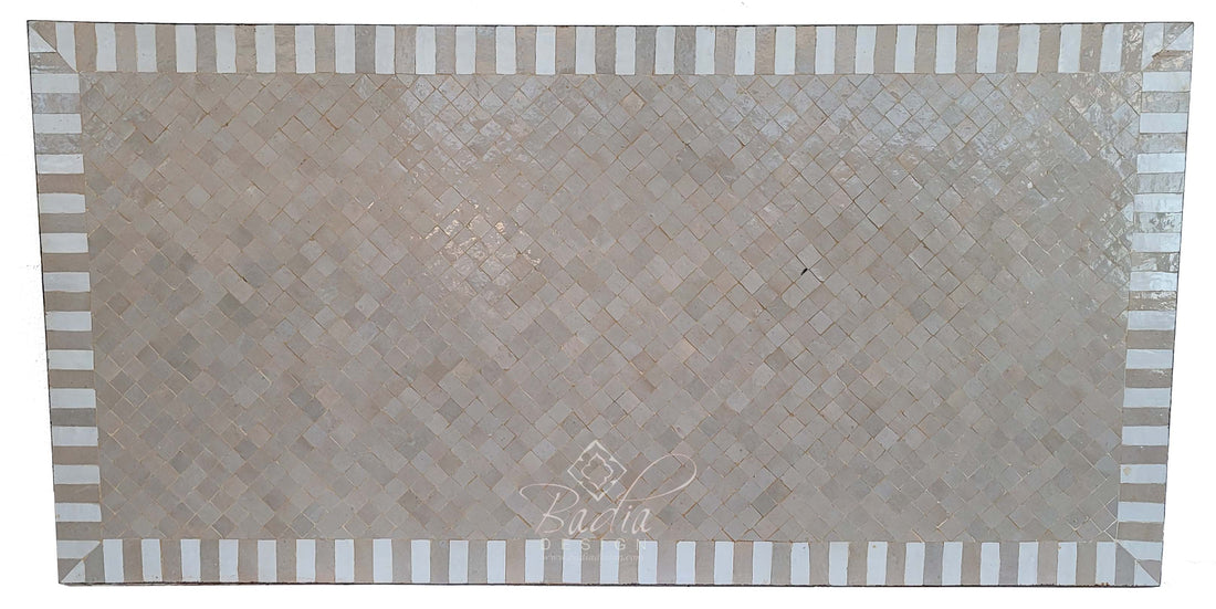 40"W x 80"L Beige Mosaic Tile Table Top