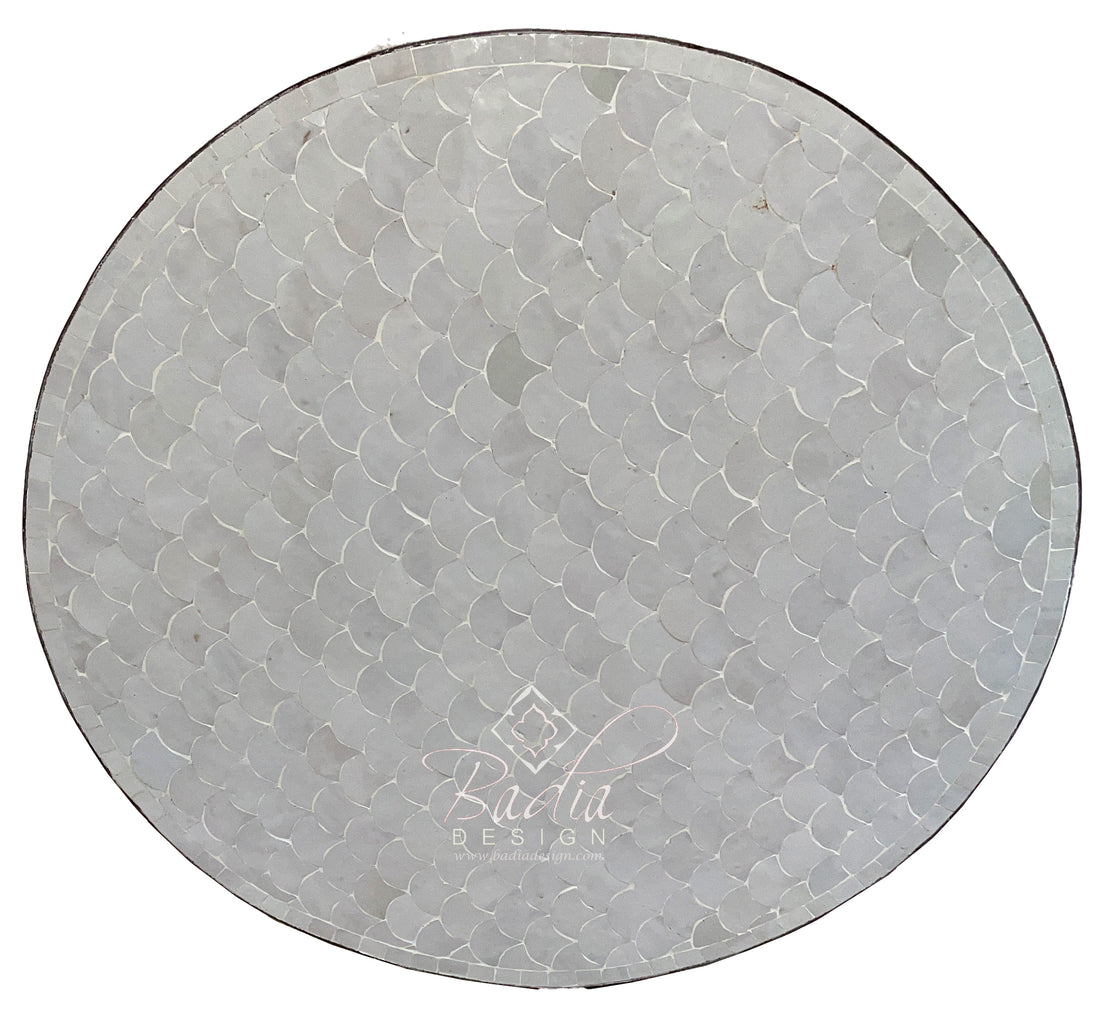 Off White Moroccan Mosaic Tile Table Top