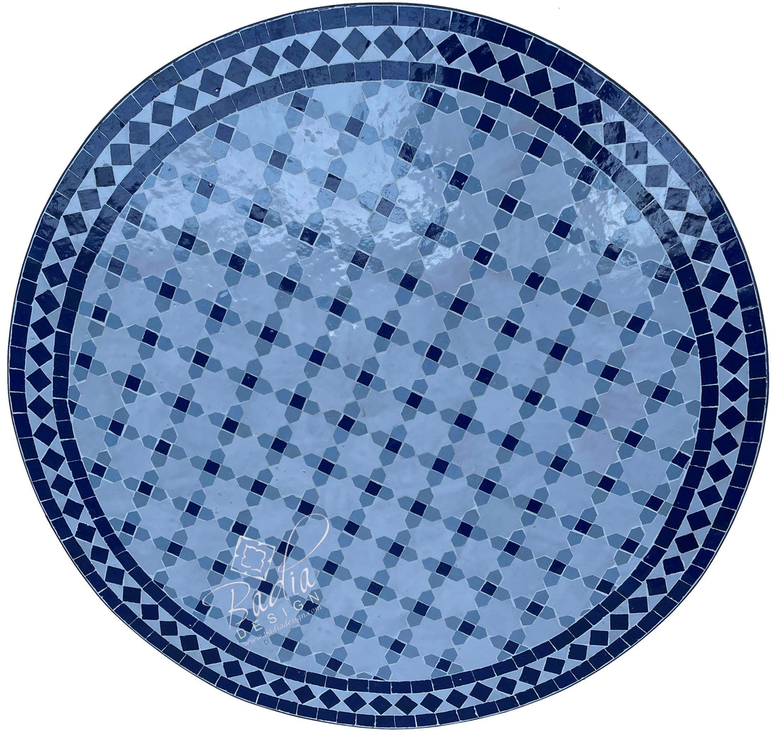 Intricately Designed Blue Moroccan Mosaic Tile Table Top
