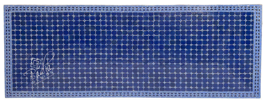 40"W x 96"L Blue Rectangular Tile Table Top