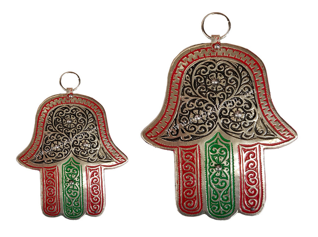 Metal Khamsa Hand of Fatima with Hand-Painted Detail