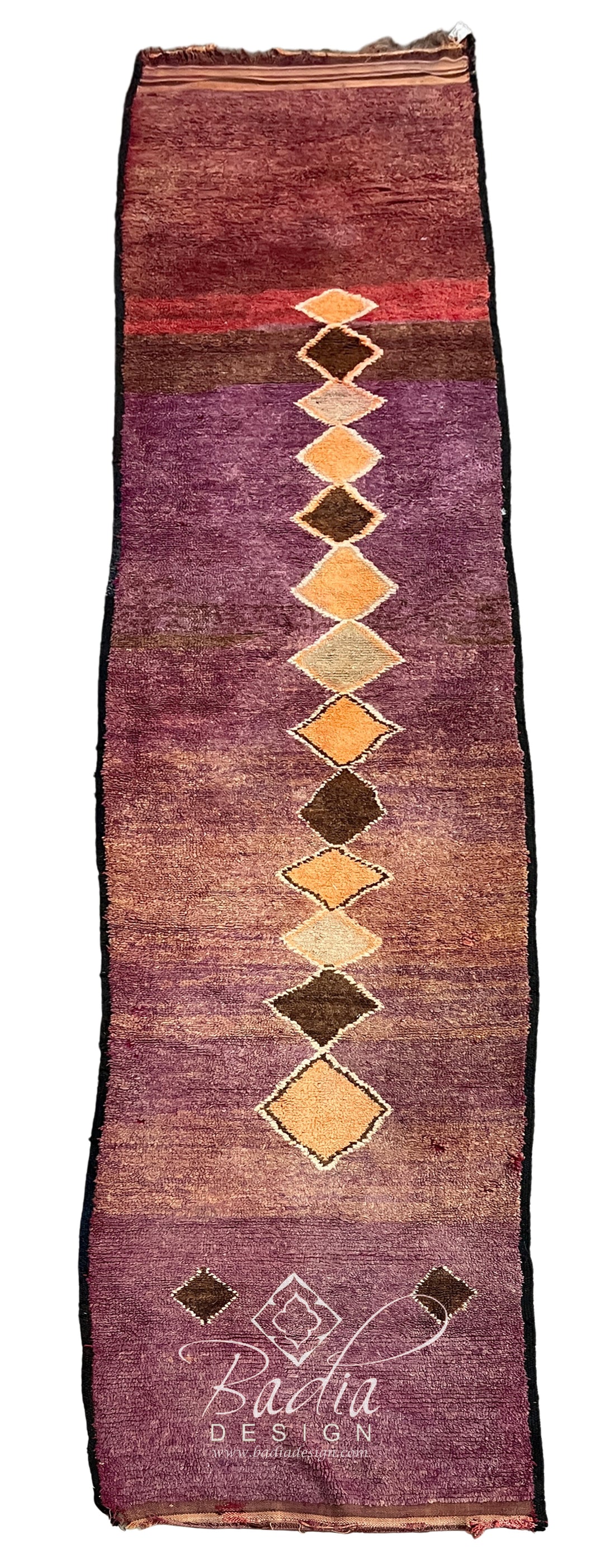 Plum Purple Runner Rug with Diamond Motifs