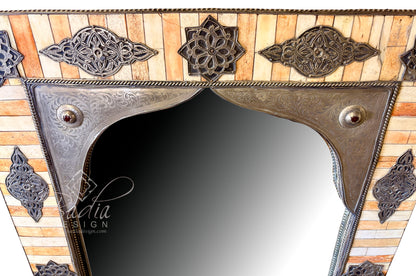 Rectangular Metal and Bone Accent Mirror