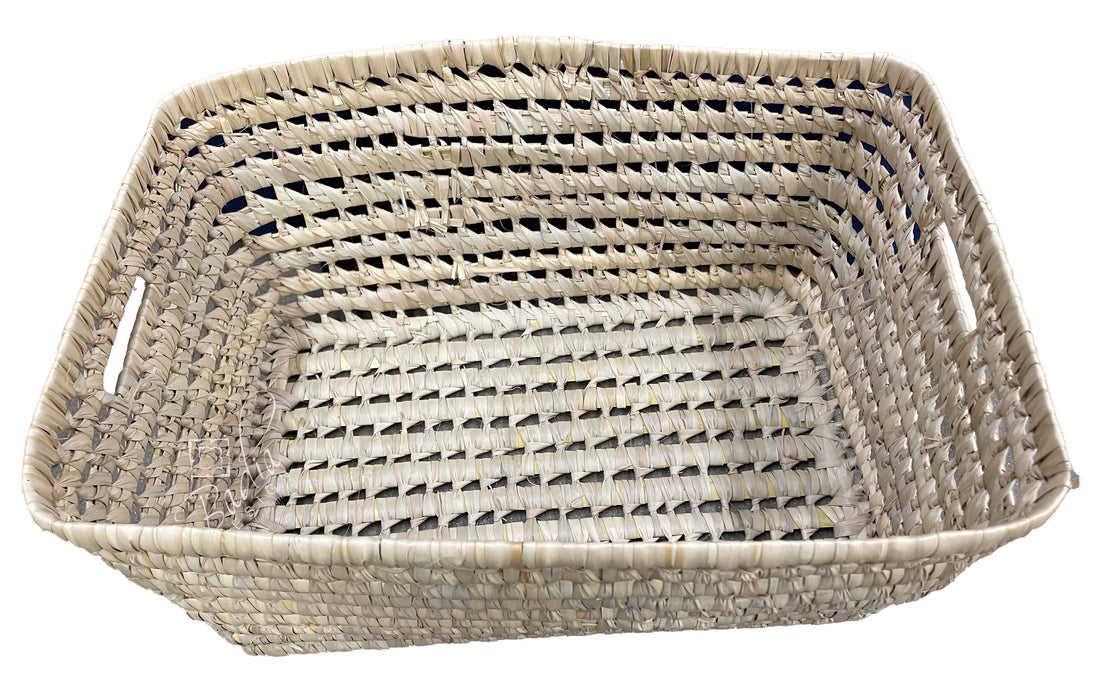 Moroccan Rectangular Shaped Handwoven Straw Basket