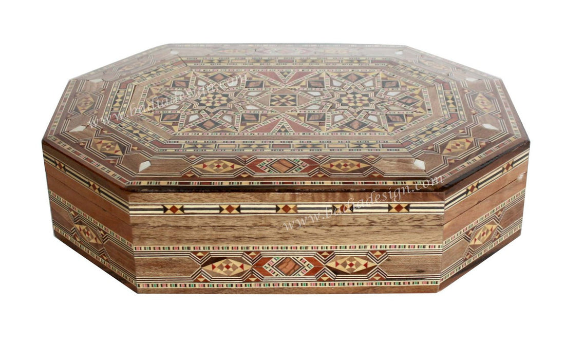 Rectangular Moroccan Inlaid Wooden Jewelry Box