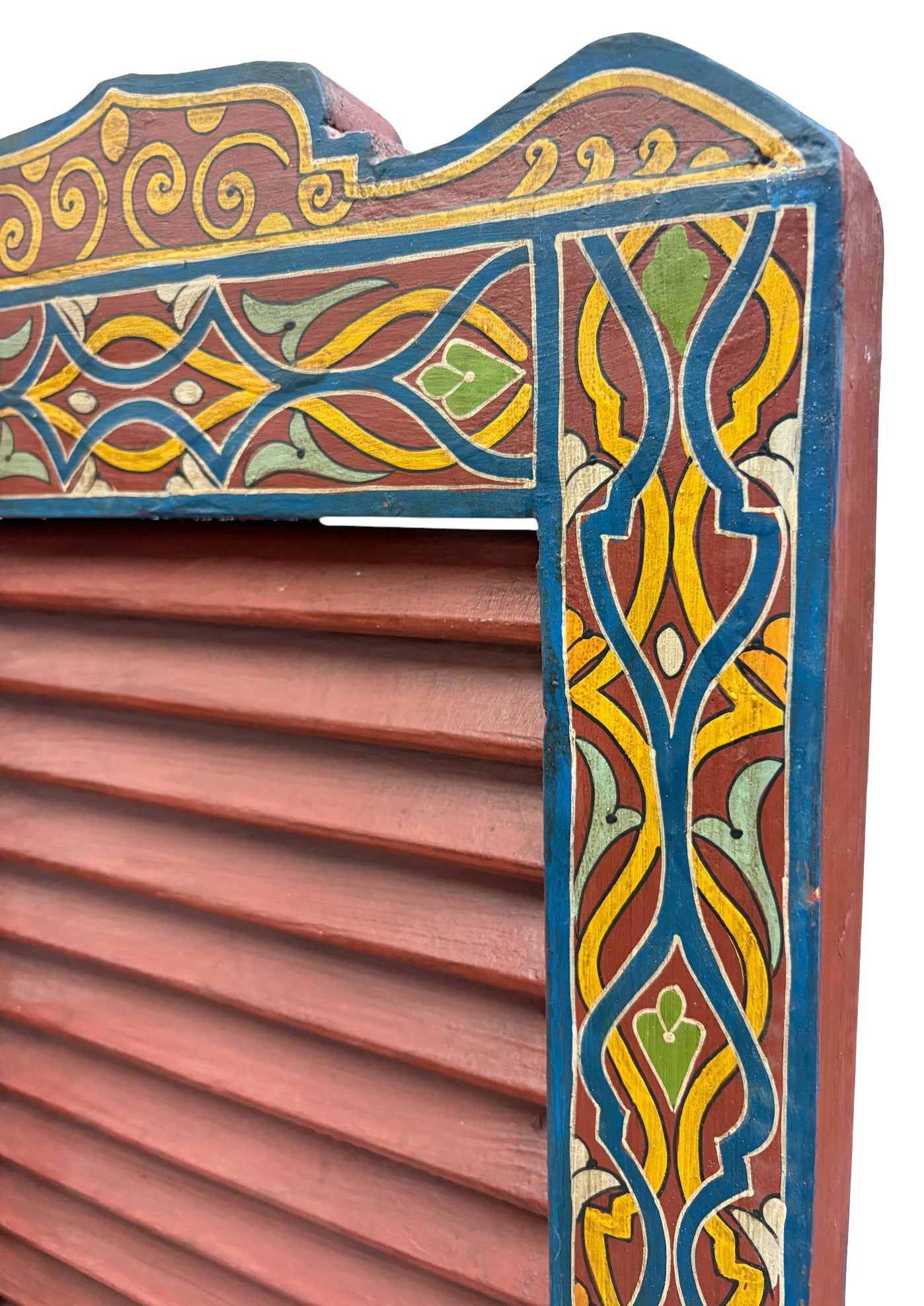 Red Multi-Color Geometric Folding Wood Room Divider