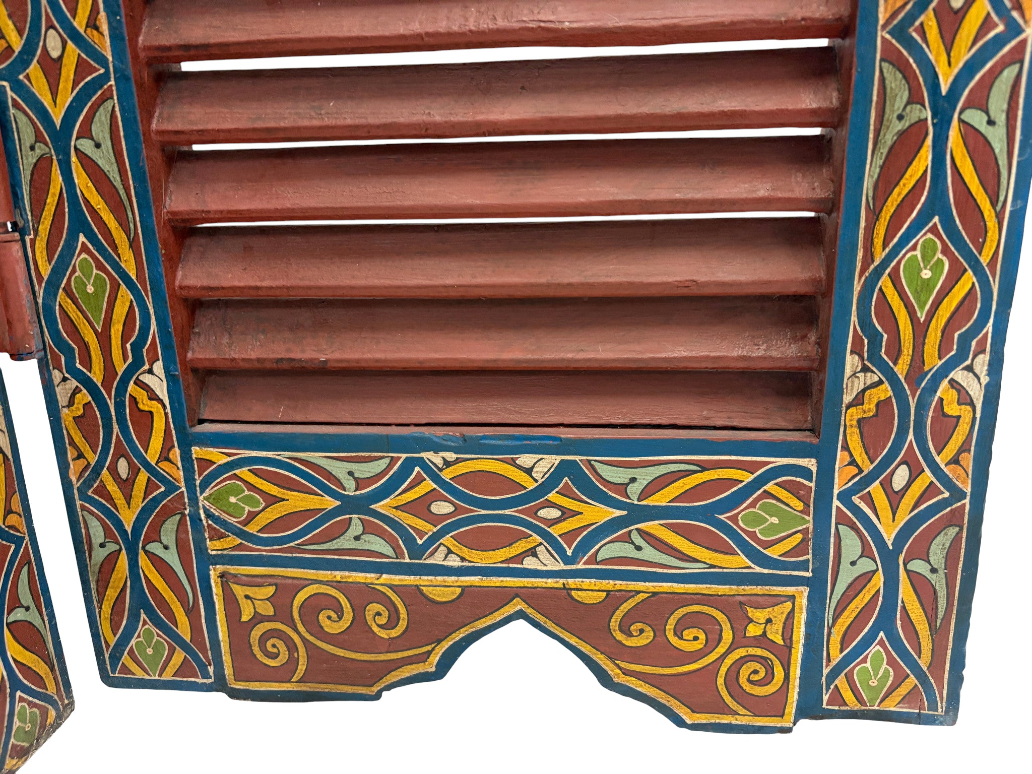 Red Multi-Color Geometric Folding Wood Room Divider