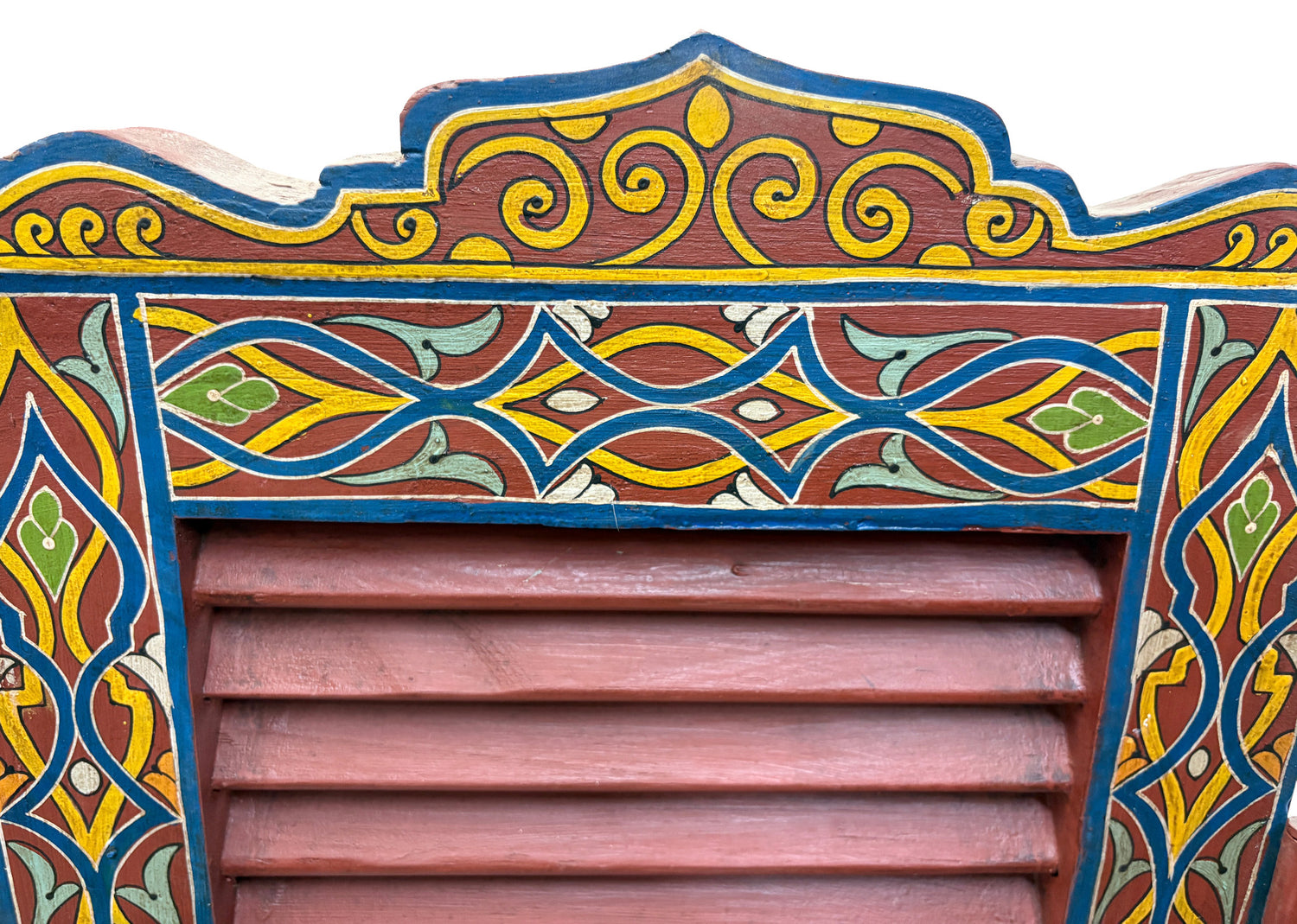 Red Multi-Color Geometric Folding Wood Room Divider