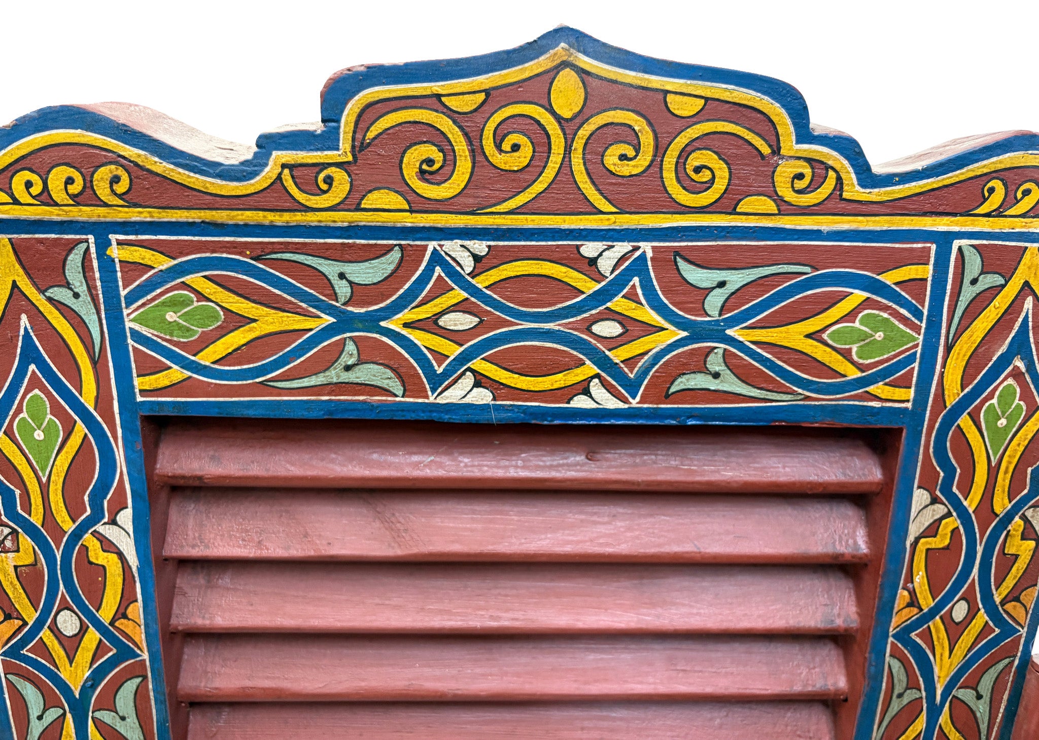 Red Multi-Color Geometric Folding Wood Room Divider