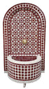 Red and Beige Moroccan Mosaic Tile Water Fountain with an Arch Top
