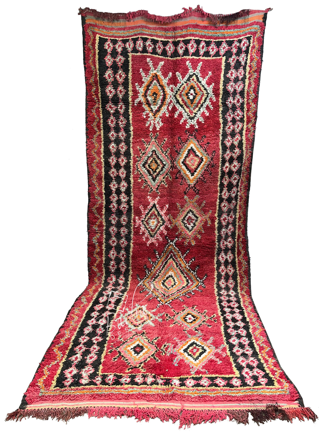 Red Multi-Color Moroccan Rug with Tribal Designs
